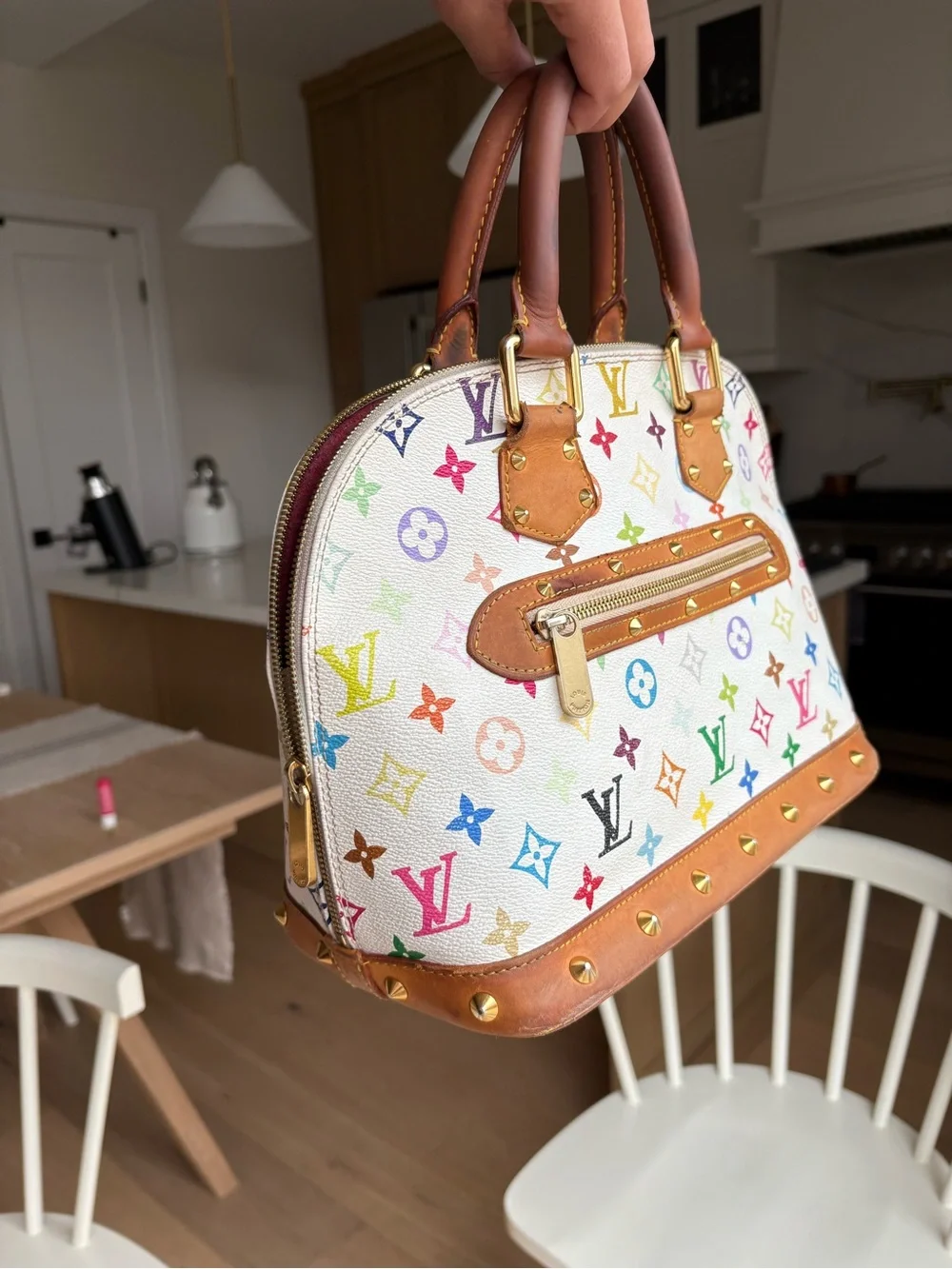 Authentic Louis Vuitton x Takashi Murakami White Multicolor Alma PM Bag 2003 - Picture 8 of 10